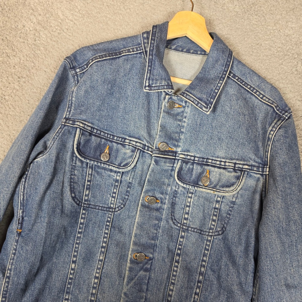 A.P.C. Denim Jacket Mens Large Blue Casual Button Trucker Jacket Cotton Jean